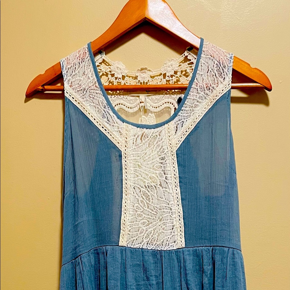 Boho dress. Beautiful gray -blue lace dress.L